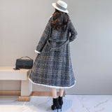 Checked cotton coat waist cotton coat