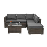 Patio Furniture, Outdoor Furniture, Seasonal PE Wicker Furniture, 4 Set Wicker Furniture With Tempered Glass Coffee Table