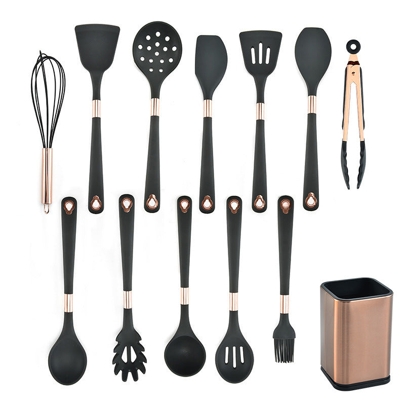 Silicone Kitchenware Set 13-piece Cooking Spatula Set Kitchenware Storage Bucket