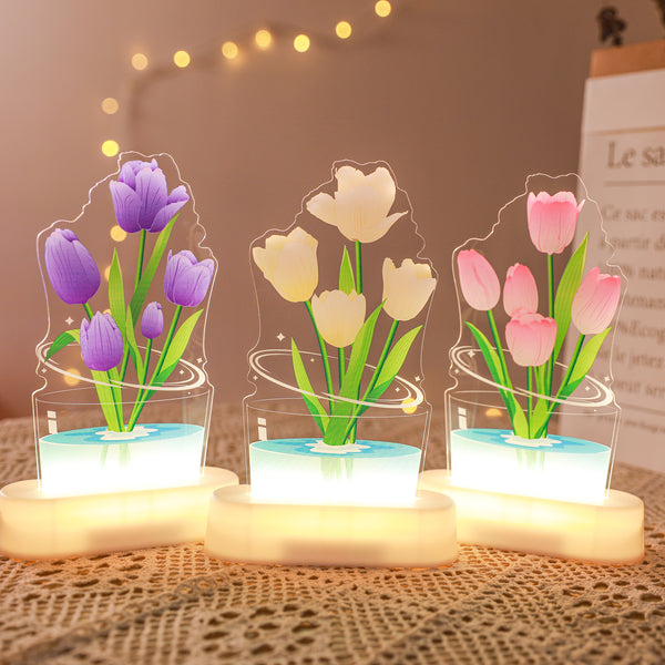 UV Color Printing Tulip Light Decorative Ornaments Small Night Lamp Home Decor